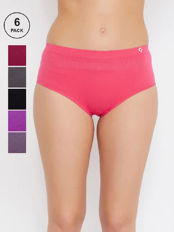 breathable women briefs for women with sensitive skinSeamless Multi-Colour Briefs Solid Pack Of 6 For Women