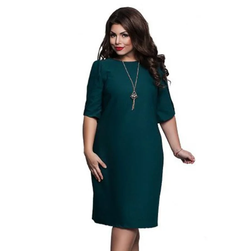 ANALUKE Straight Office Work Casual Dress