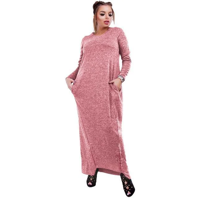 ANALUKE Pocket Vintage Winter Long Dress