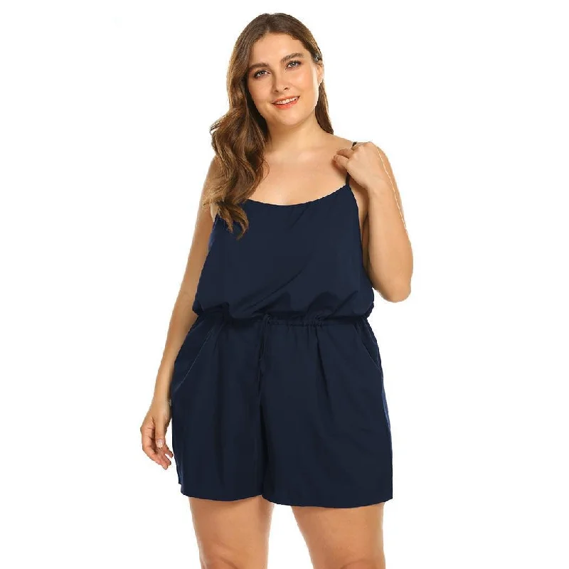 ANALUKE Adjustable Spaghetti Strap Short Jumpsuit