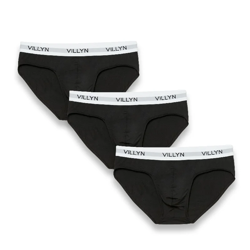 high - cut women briefs for a leg - lengthening effectVILLYN Origin 3 BLACK Modal Briefs