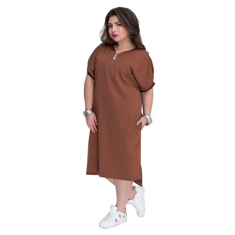 ANALUKE Elegant Plus Size Casual Dress