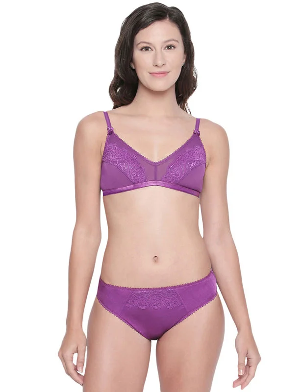 maternity women bra and panty sets for expectant momsBODYCARE Bridal Dark Purple Bra & Panty Lingerie Set - 6416DPU