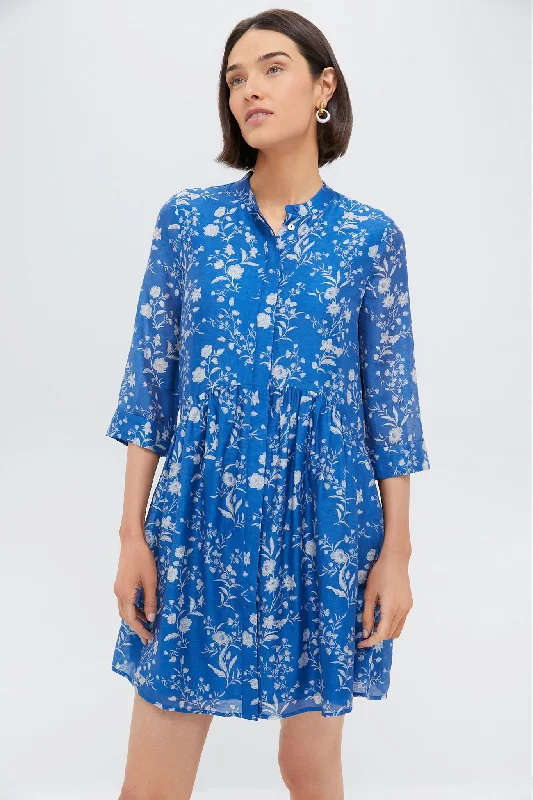 Midi dresses with lace - up fronts for a unique and adjustable style Limoges Floral Royal Shirt Dress Midi dresses with lace - up fronts for a unique and adjustable style Limoges Floral Royal Shirt Dress