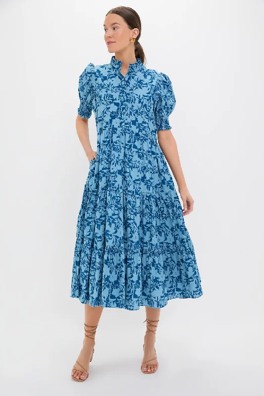 Midi dresses with patchwork patterns for a one - of - a - kind style Steel Blue Floral Bennett Maxi Dress Midi dresses with patchwork patterns for a one - of - a - kind style Steel Blue Floral Bennett Maxi Dress