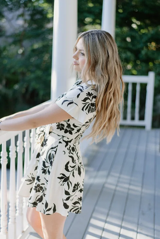 Leather mini dresses for a edgy style Linen Floral Button Down Dress