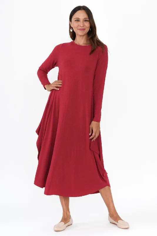 Midi dresses with pleated skirts for a timeless and elegant appeal Cherry Sleeved Micro Modal Dress Midi dresses with pleated skirts for a timeless and elegant appeal Cherry Sleeved Micro Modal Dress