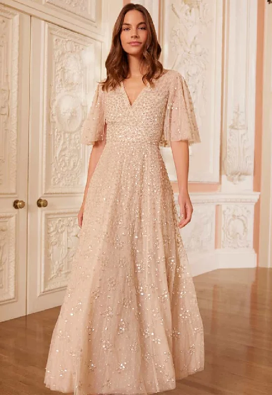 Midi dresses with ruched bodices for a feminine and fitted feel Leila Dot V-Neck Cape Ankle Gown Midi dresses with ruched bodices for a feminine and fitted feel Leila Dot V-Neck Cape Ankle Gown