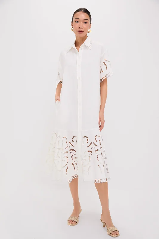 Midi dresses with ruched bodices for a feminine and fitted feel Pearl Marja Embroidery Shirt Dress Midi dresses with ruched bodices for a feminine and fitted feel Pearl Marja Embroidery Shirt Dress