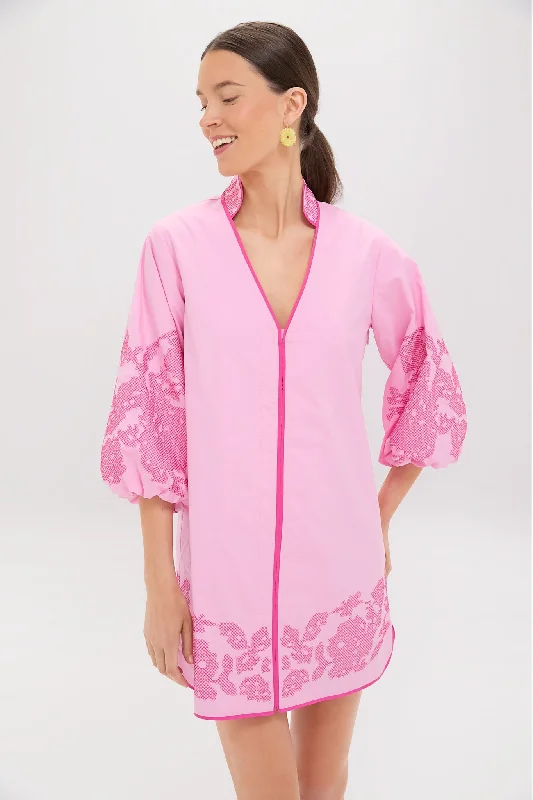Midi dresses with abstract art prints for an artistic statement Pink Embroidery Mini Arem Caftan Midi dresses with abstract art prints for an artistic statement Pink Embroidery Mini Arem Caftan