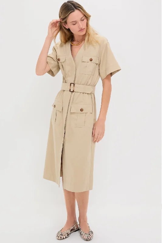 Midi dresses with bow accents for a sweet and charming look Fawn Twill Carine Dress Midi dresses with bow accents for a sweet and charming look Fawn Twill Carine Dress