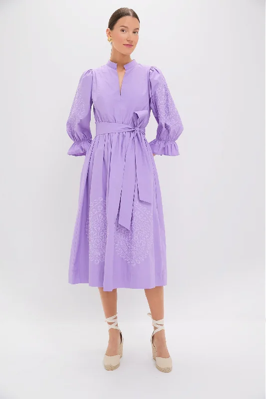 Midi dresses with one - shoulder designs for a modern and asymmetric style Lavender Embroidery Dowling Midi Dress Midi dresses with one - shoulder designs for a modern and asymmetric style Lavender Embroidery Dowling Midi Dress
