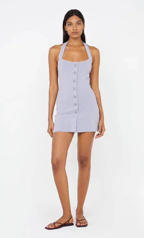 Mini dresses with button - down fronts ILORA HALTER MINI DRESS - GREY