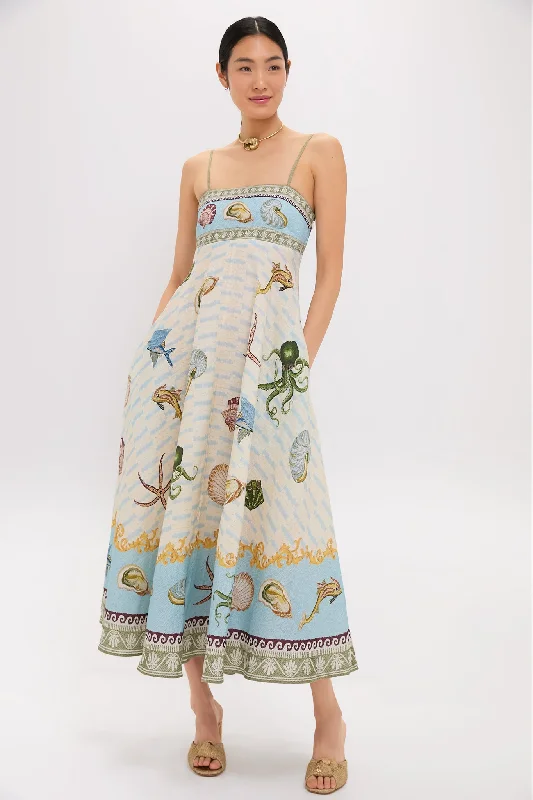 Midi dresses with button - down skirts for a unique and functional design Multi Bath House Sundress