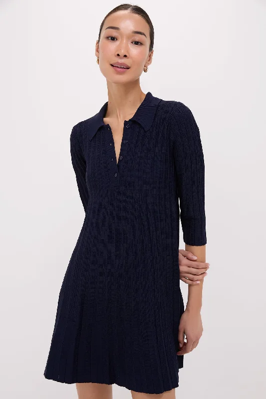 Midi dresses with button - front designs for a classic touch Navy Knit Landry Dress Midi dresses with button - front designs for a classic touch Navy Knit Landry Dress