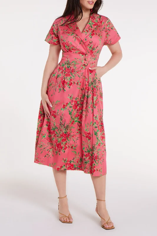 Midi dresses with embroidered accents for a unique and detailed design Elena Dress in Wonderland Wonder