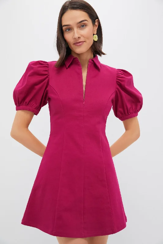 Midi dresses with mesh inserts for a trendy and breathable option Raspberry Front Zip Denim Mini Dress Midi dresses with mesh inserts for a trendy and breathable option Raspberry Front Zip Denim Mini Dress