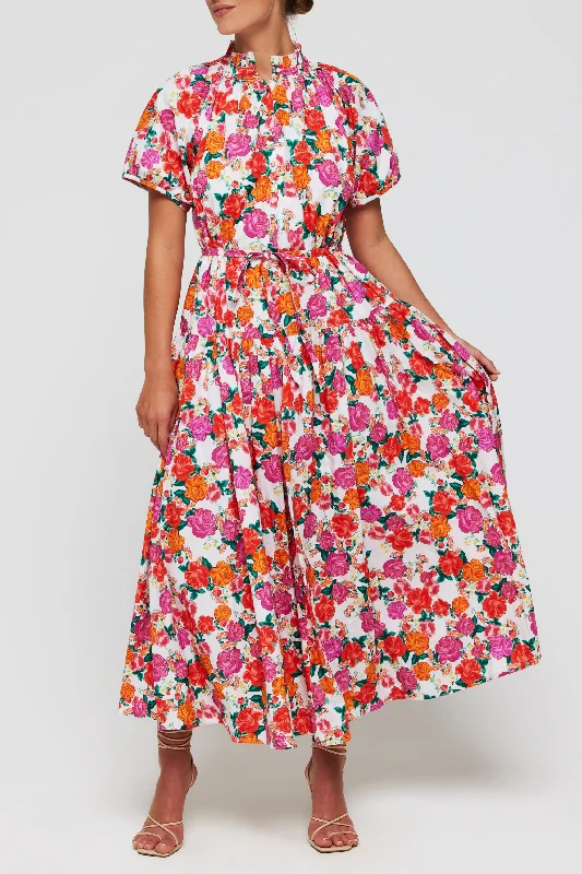 Midi dresses with off - the - shoulder necklines for a flirty look Pia Button Front Belted Maxi Dress in Pink Floral - FINAL SALE Midi dresses with off - the - shoulder necklines for a flirty look Pia Button Front Belted Maxi Dress in Pink Floral - FINAL SALE