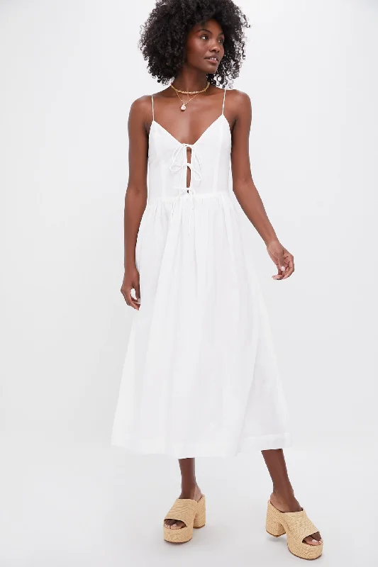 Midi dresses with button - down skirts for a unique and functional design Pearl Zora Solid Tie Tank Dress Midi dresses with button - down skirts for a unique and functional design Pearl Zora Solid Tie Tank Dress