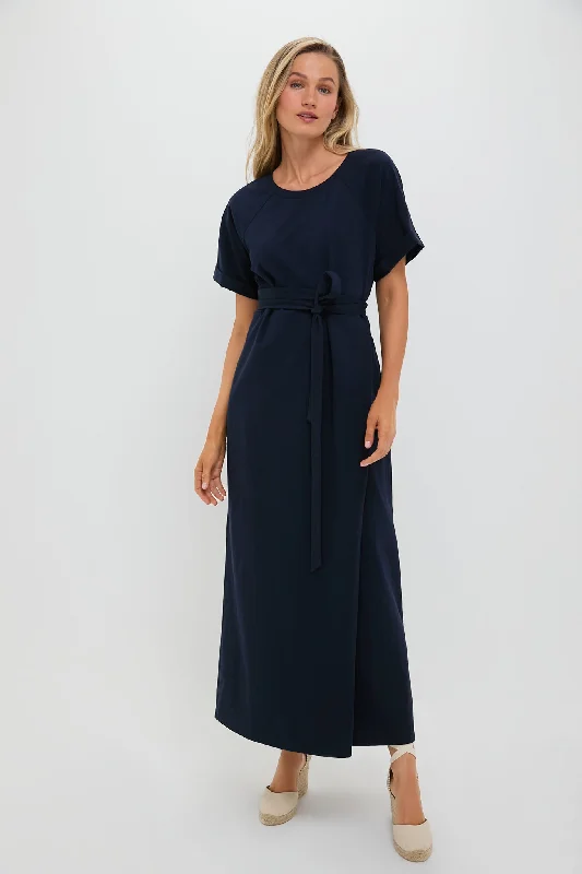 Midi dresses with satin - finish fabrics for a luxurious feel Navy Clarissa Maxi Dress Midi dresses with satin - finish fabrics for a luxurious feel Navy Clarissa Maxi Dress