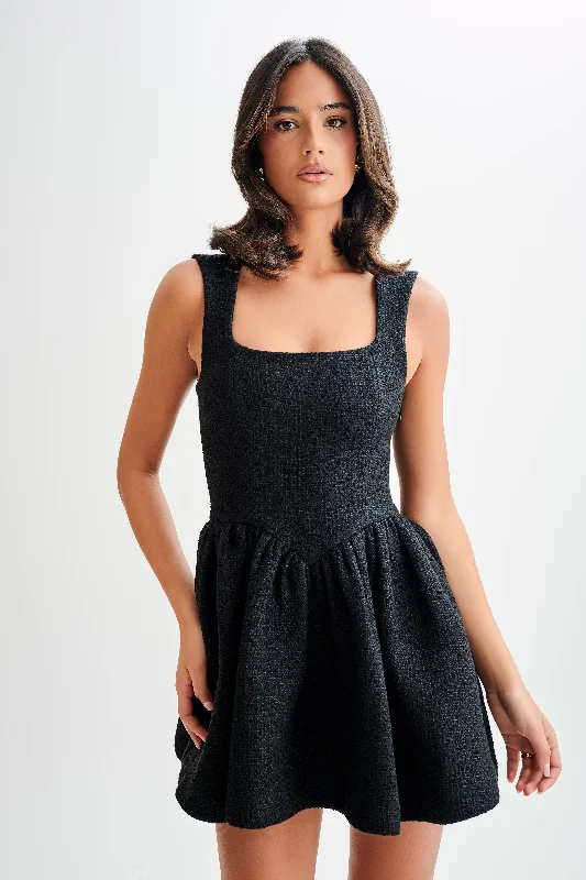 Floral print mini dresses for summer parties Jennifer Boucle Mini Dress - Black