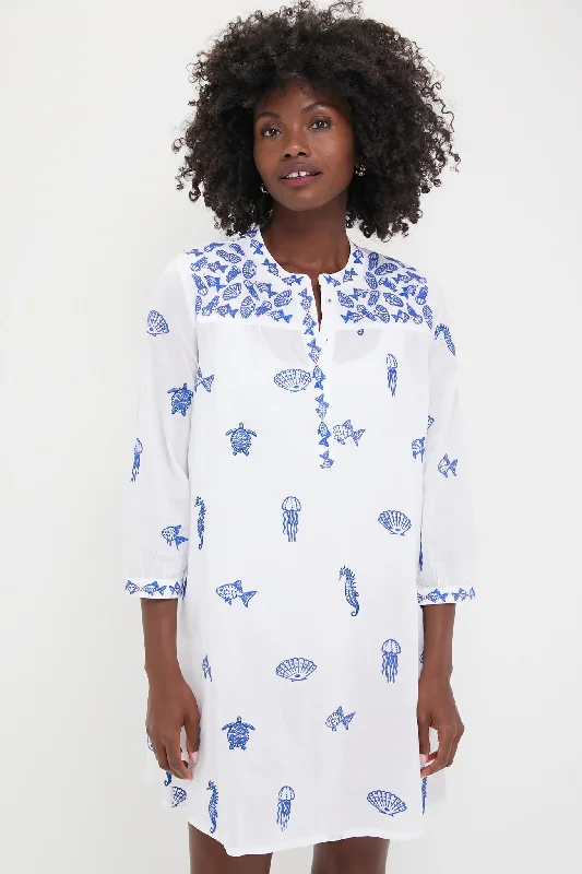 Midi dresses with sheer panels for a touch of allure White Seaworld Embroidered Lily Dress Midi dresses with sheer panels for a touch of allure White Seaworld Embroidered Lily Dress