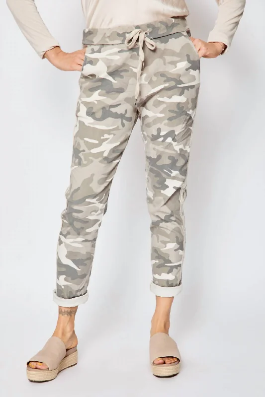 Women's Faux Leather Tight Trousers with Studded Details in Brown for an Edgy StyleD Style Silver Stripe Camo Pants In Sand Women's Faux Leather Tight Trousers with Studded Details in Brown for an Edgy StyleD Style Silver Stripe Camo Pants In Sand