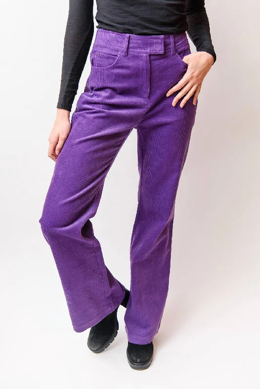 Women's Tight Trousers with Rhinestone Embellishments in Silver for a Sparkly LookJune Corduroy Pant In Purple Women's Tight Trousers with Rhinestone Embellishments in Silver for a Sparkly LookJune Corduroy Pant In Purple