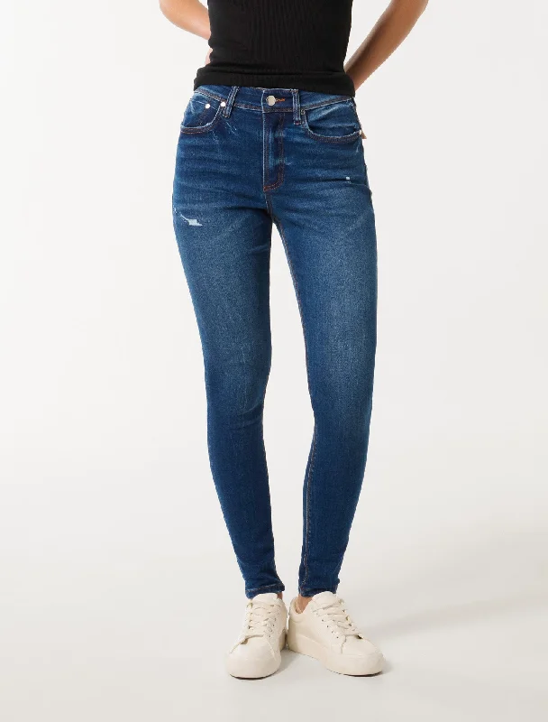 Acid - wash women jeans with a retro finishNala Mid-Rise Skinny Jeans