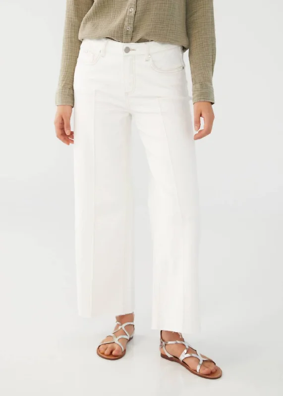 Plus Size Women's Embroidered Tight Trousers in White for a Feminine and Elegant StyleOlivia Wide Leg Ankle Jean In Ivory Plus Size Women's Embroidered Tight Trousers in White for a Feminine and Elegant StyleOlivia Wide Leg Ankle Jean In Ivory