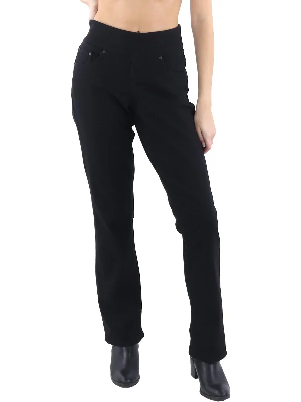 Button - fly women jeans with a traditional touchPetites Womens Mid-Rise Stretch Straight Leg Jeans Button - fly women jeans with a traditional touchPetites Womens Mid-Rise Stretch Straight Leg Jeans