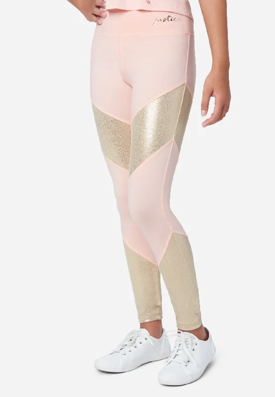 Women's High - Waisted Tight Trousers with Side Slits in Beige for a Trendy LookShine Color Block Full-Length Leggings