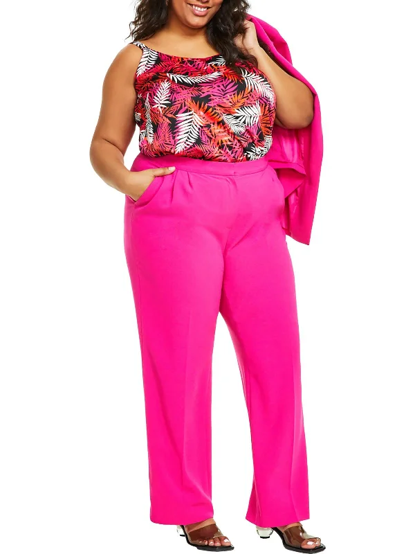 Women's Tight Trousers with Mesh Panels in Black for a Sexy and Modern AppearancePlus Womens High Rise Straight Leg Wide Leg Pants Women's Tight Trousers with Mesh Panels in Black for a Sexy and Modern AppearancePlus Womens High Rise Straight Leg Wide Leg Pants
