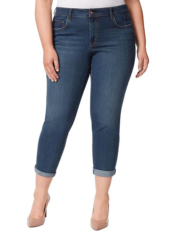 Embroidered women jeans with intricate patternsPlus Womens Stretch Ankle Jeans