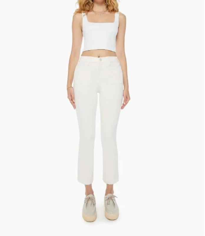 Plus Size Women's Embroidered Tight Trousers in White for a Feminine and Elegant StyleThe Hustler Patch Pocket Flood In Cream Puffs Plus Size Women's Embroidered Tight Trousers in White for a Feminine and Elegant StyleThe Hustler Patch Pocket Flood In Cream Puffs