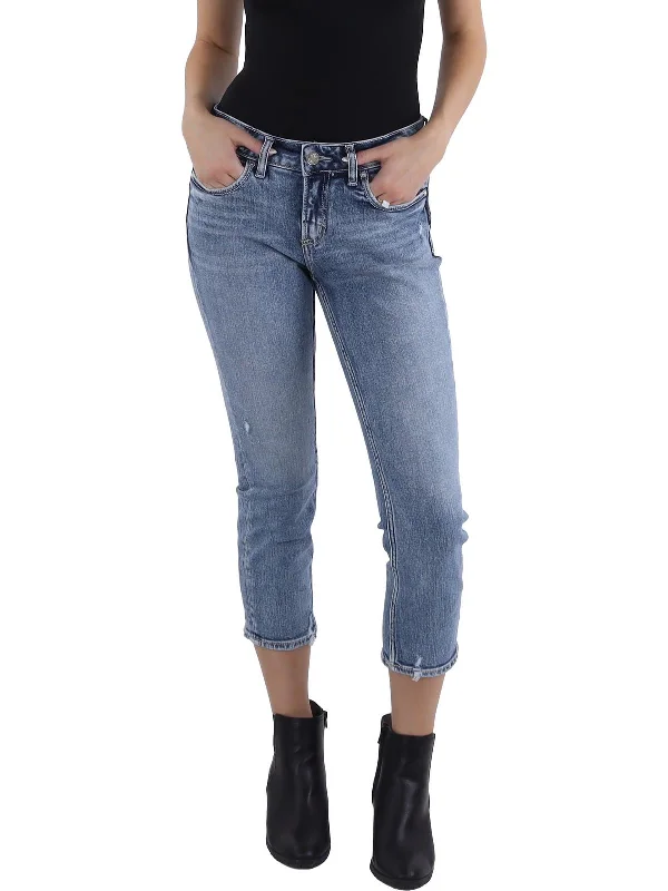 Plus - size women jeans for a comfortable and stylish fitWomens Cropped Released Hem Capri Jeans Plus - size women jeans for a comfortable and stylish fitWomens Cropped Released Hem Capri Jeans