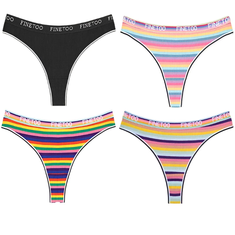organic cotton women thongs for an eco - friendly choiceFINETOO Women’s Seamless Thong Collection: 4 Multicolor + Black Cotton Underwear