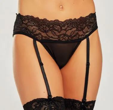 seamless thong - style swimwear for a smooth beach lookiCollection Lingerie Lace Black Garter Thong 7418