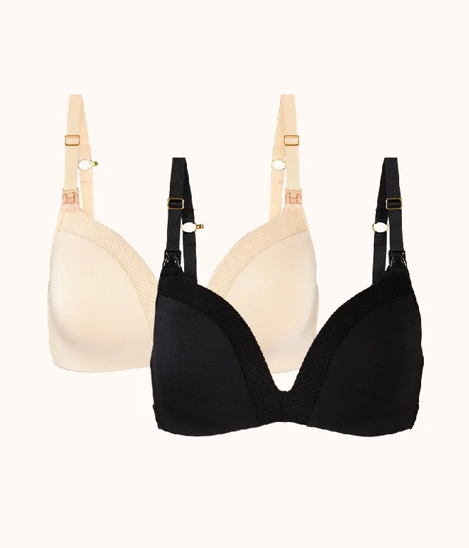 best - selling women nursing braThe No-Wire Nursing Bra Bundle: Toasted Almond/Jet Black