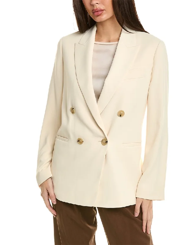 Double - Breasted Women's Leather Blazers in Taupe for an Edgy LookVince Crepe Double-Breasted Blazer Double - Breasted Women's Leather Blazers in Taupe for an Edgy LookVince Crepe Double-Breasted Blazer