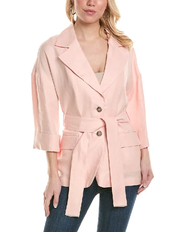 Women's Slim - Fit Blazers in Charcoal Gray for a Professional AppearancePeserico Linen Blazer Women's Slim - Fit Blazers in Charcoal Gray for a Professional AppearancePeserico Linen Blazer