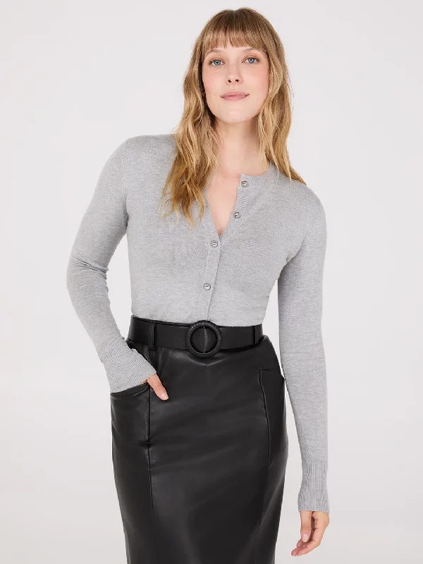 cropped women cardigan to pair with high - waisted jeansCrew Neck Cardigan With Ribbed Details cropped women cardigan to pair with high - waisted jeansCrew Neck Cardigan With Ribbed Details
