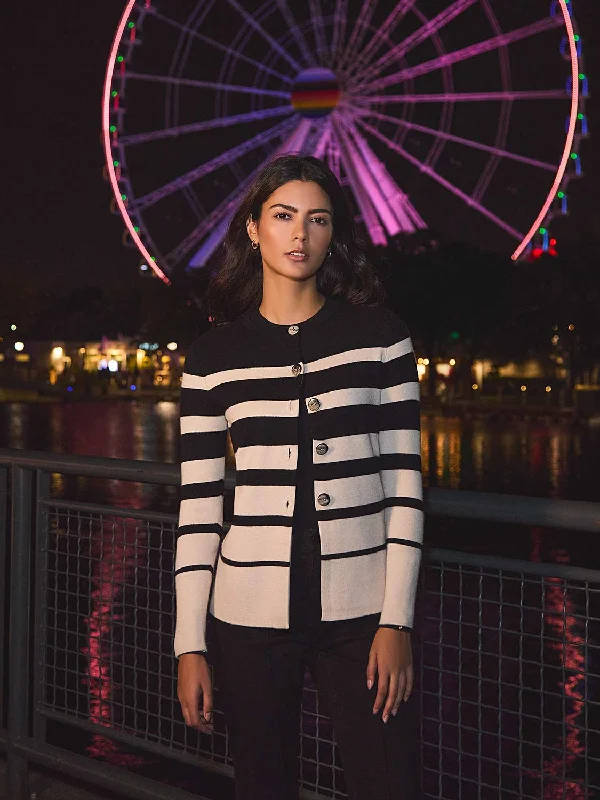 oversized women cardigan for a trendy and cozy lookColour Block Striped Button-Front Cardigan oversized women cardigan for a trendy and cozy lookColour Block Striped Button-Front Cardigan