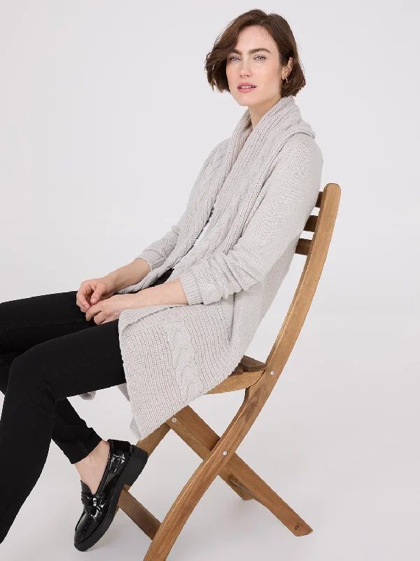 sequin embellished women cardigan for special occasionsCable Knit Shawl Cocoon Cardigan