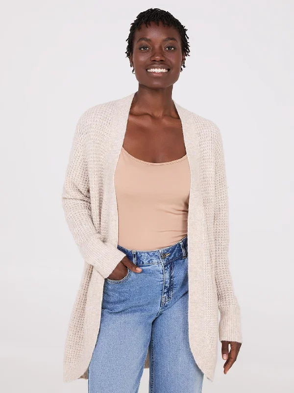 hooded women cardigan for added warmth and styleWaffle Knit Cardigan