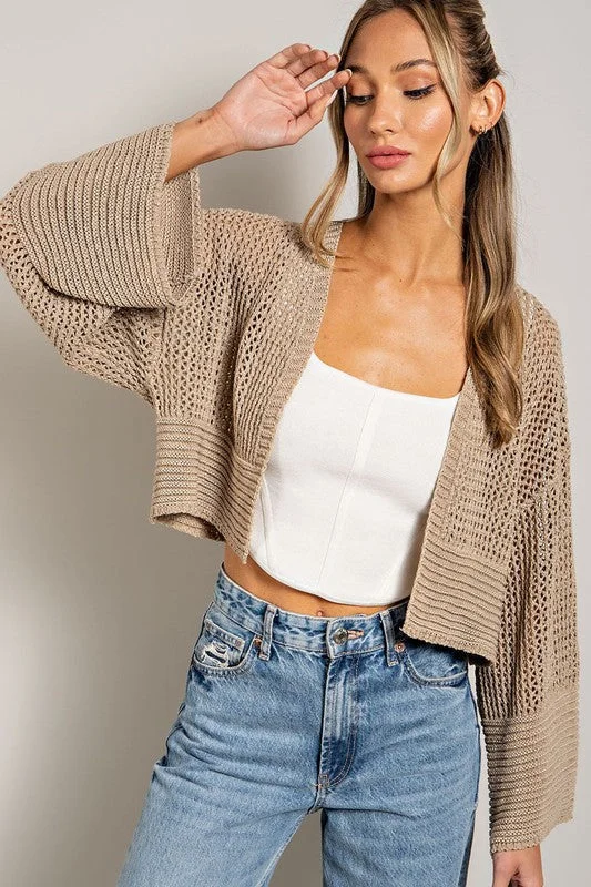 open front women cardigan for easy stylingAfternoon Chill Eyelet Knit Cardigan