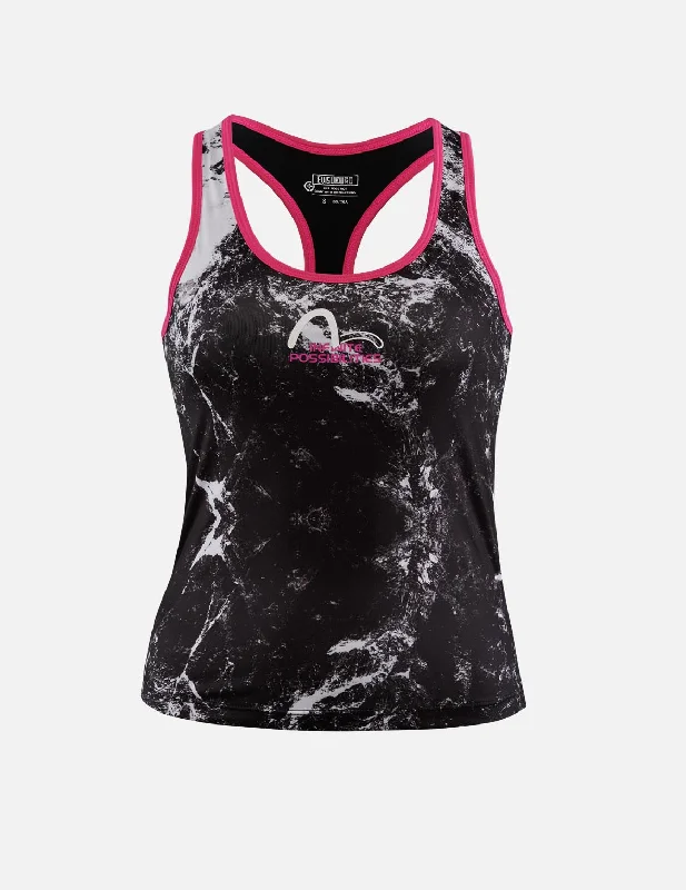 Ringer T Shirt Women with Retro - Inspired StripesAllover Print Y-Back Stretch Tank