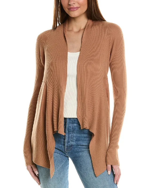 long length women cardigan with side slitsAutumn Cashmere Rib Drape Cardigan