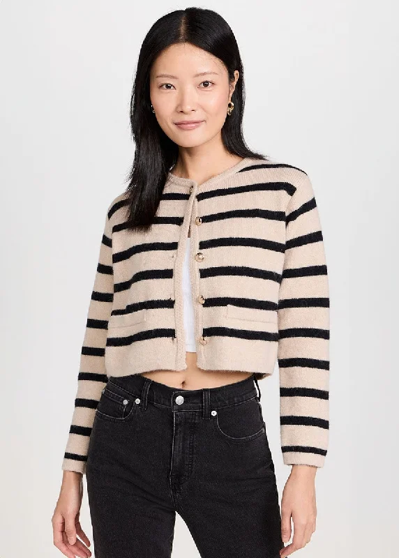 lightweight women cardigan for spring and fallBenni Stripe Cardigan - Tan & Black