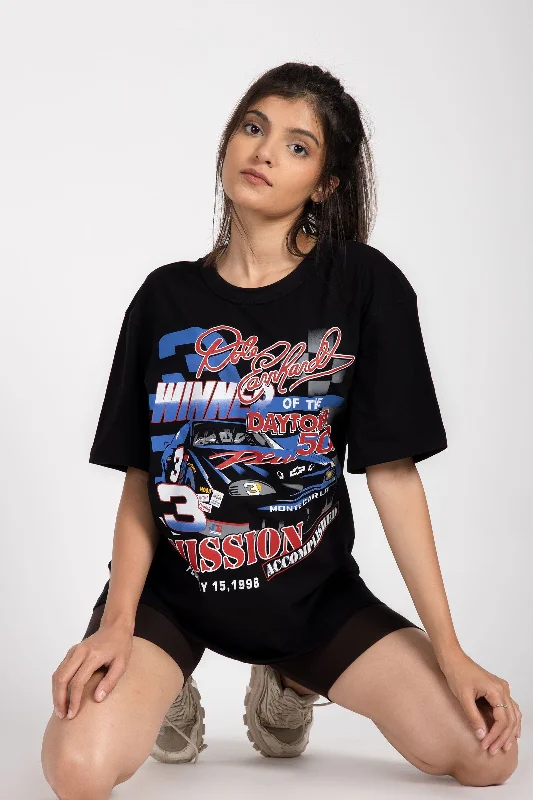 Sleeveless Women T Shirt for Summer ComfortBlack Motorsport Oversized T-Shirt